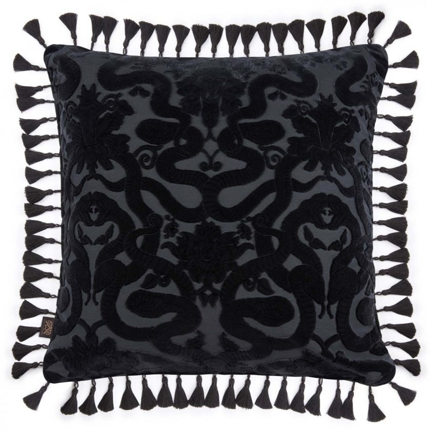 Large Velvet Cushion - Black