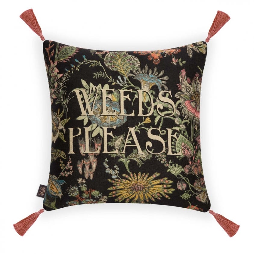 FLORA FANTASIA Weeds Please Cushion - Noir – Lionheart Wallpaper