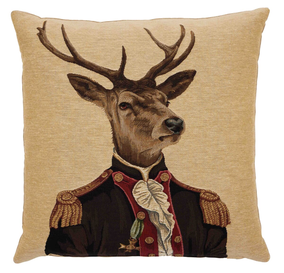 Sebastian Stag Tapestry Cushion with Feather Filler 