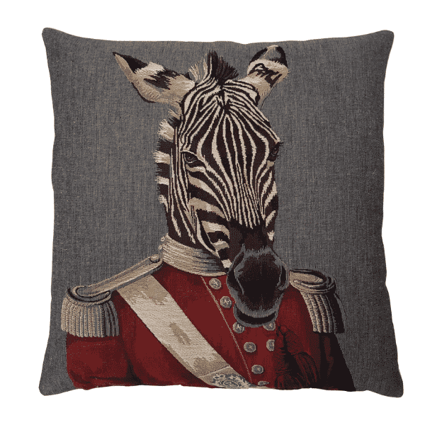 Sergeant Zebra Grey Tapestry Cushion with Feather Filler 