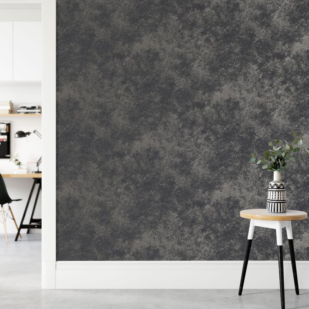 Gilded Concrete Wallpaper - Black - Boutique Luxury