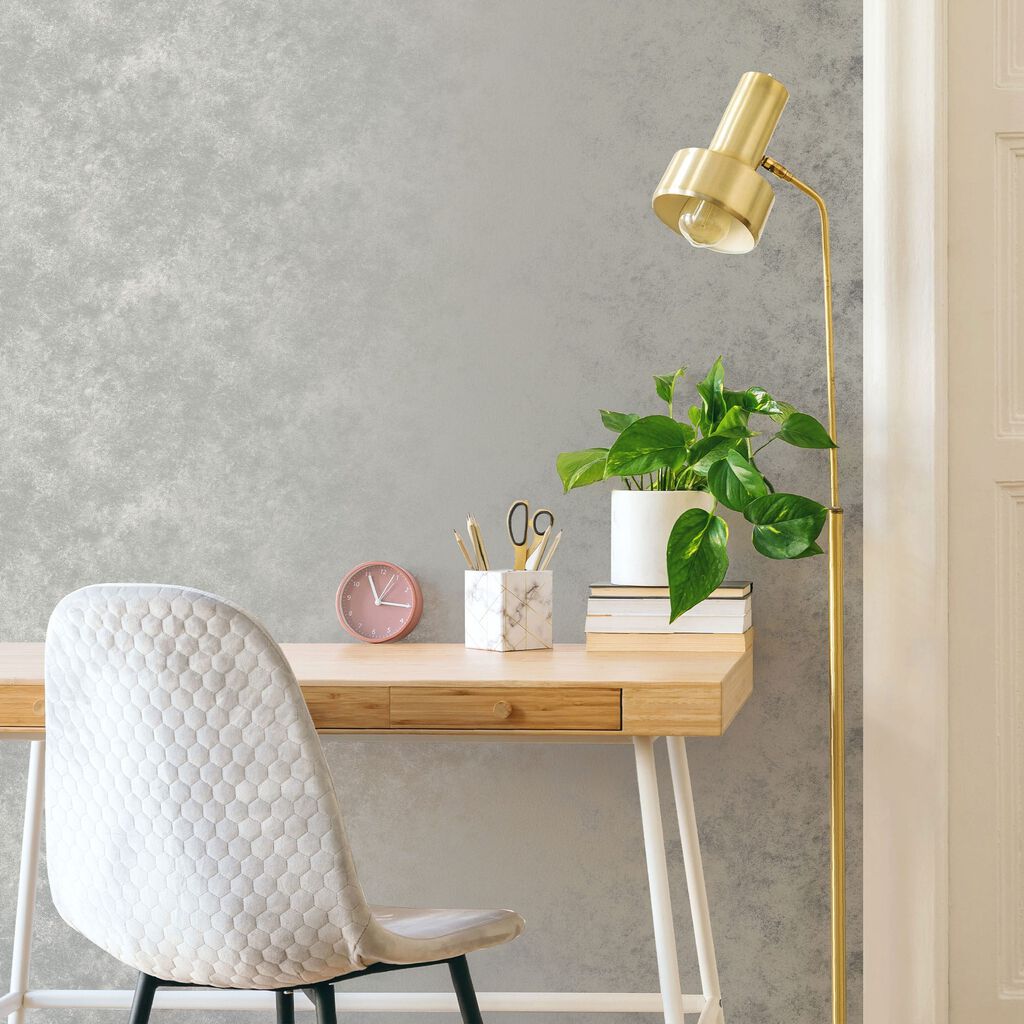 Gilded Concrete Wallpaper - White - Boutique Luxury