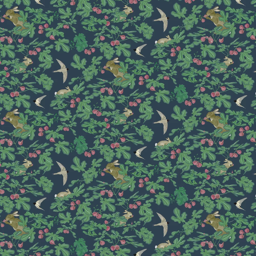 Fig Wallpaper - Navy - Petronella Hall