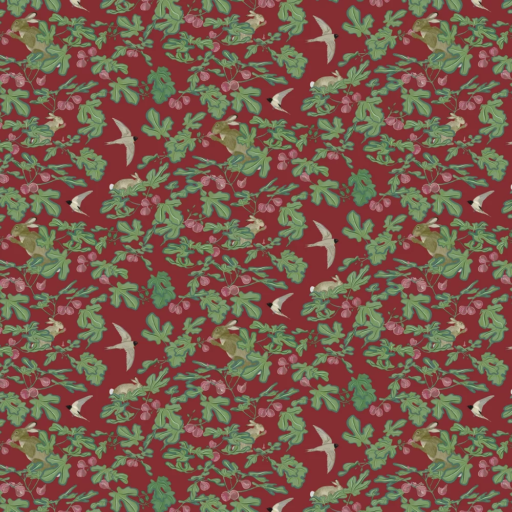 Fig Wallpaper - Red - Petronella Hall