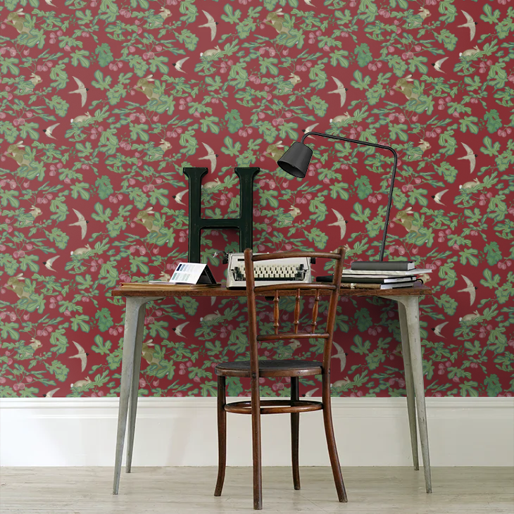 Fig Wallpaper - Red - Petronella Hall