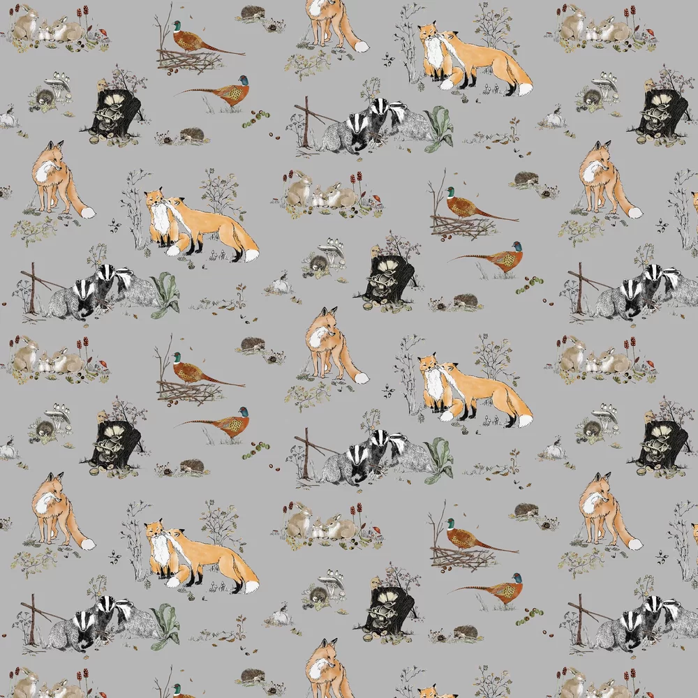 Woodlands Wallpaper - Grey - Petronella Hall