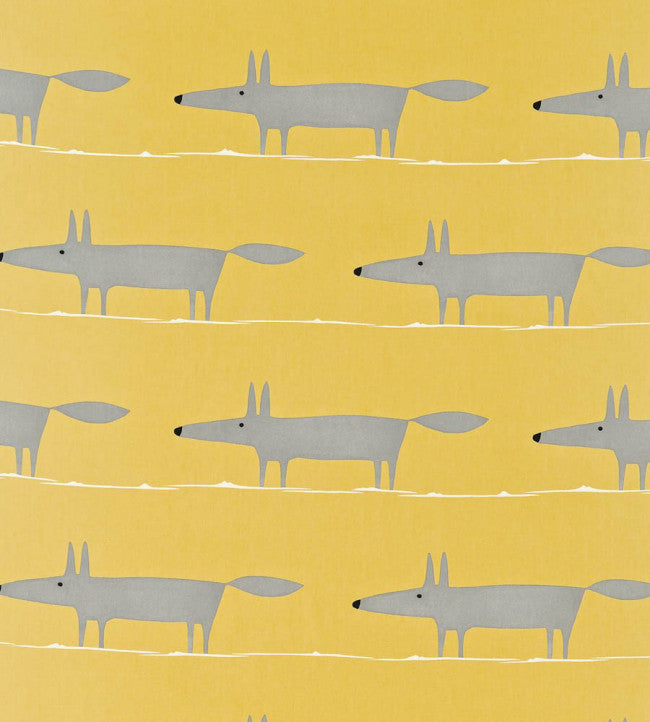 Mr Fox Fabric - Sunflower / Gull / Chalk