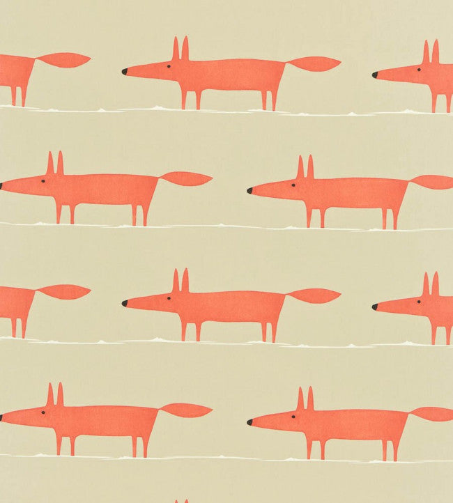 Mr Fox Fabric - Neutral / Paprika