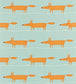 Mr Fox Fabric - Sky / Tangerine / Chalk