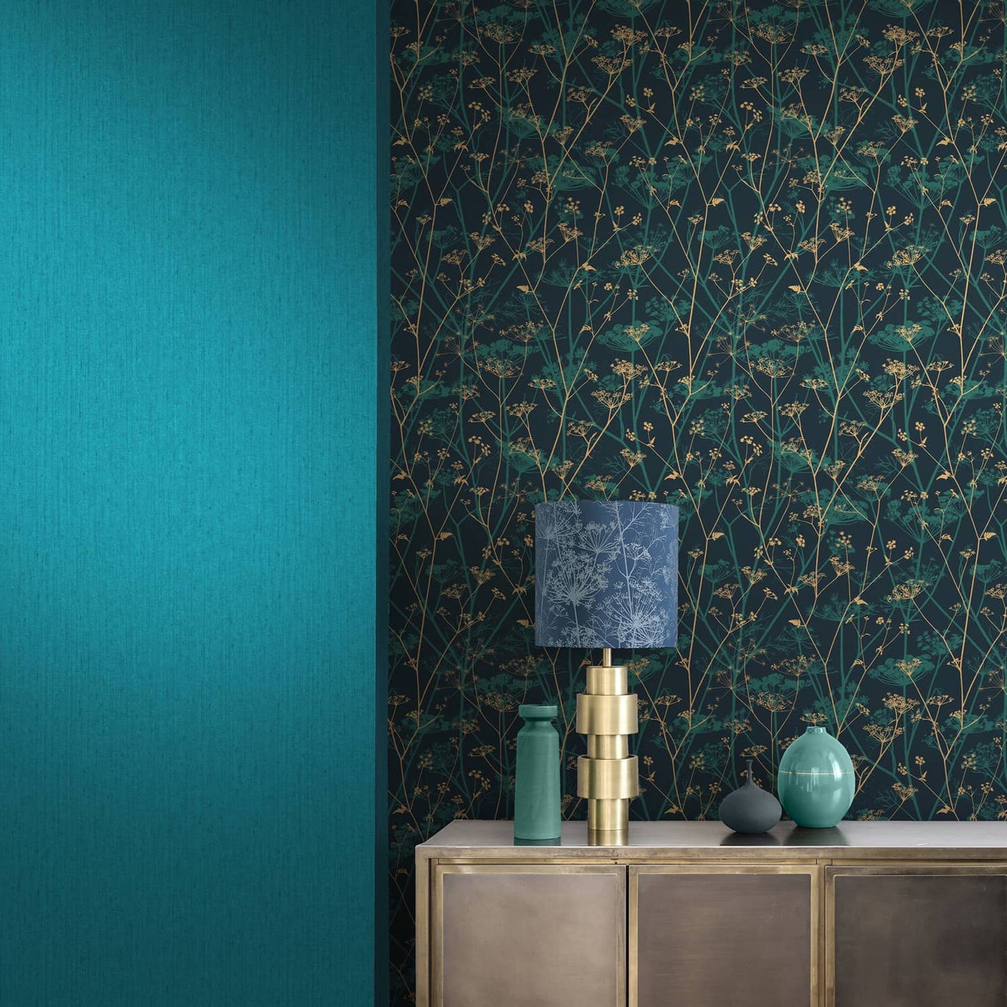 Tisbury Wallpaper - Teal - Clarissa Hulse