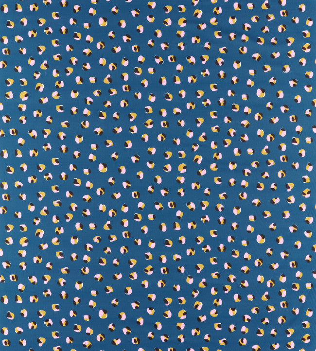 Leopard Dots Fabric - Denim / Milkshake