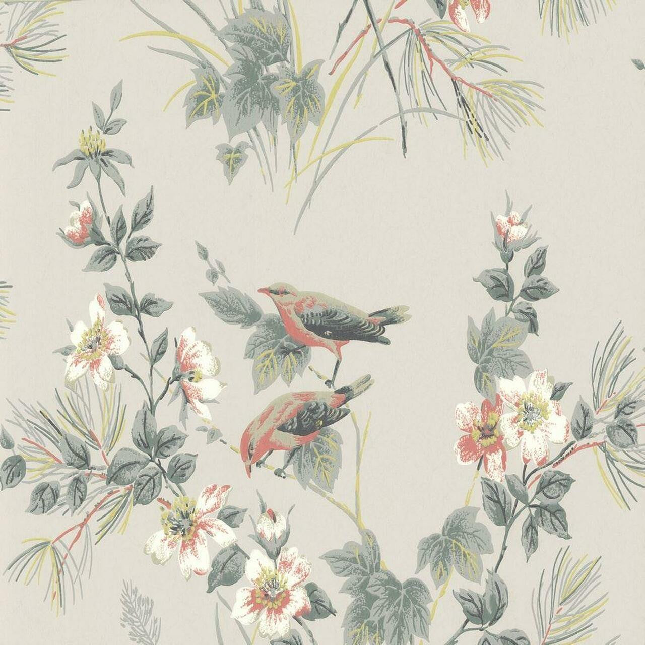 Rosemore Grey Luxury Bird Wallpaper - 1838 wallcoverings