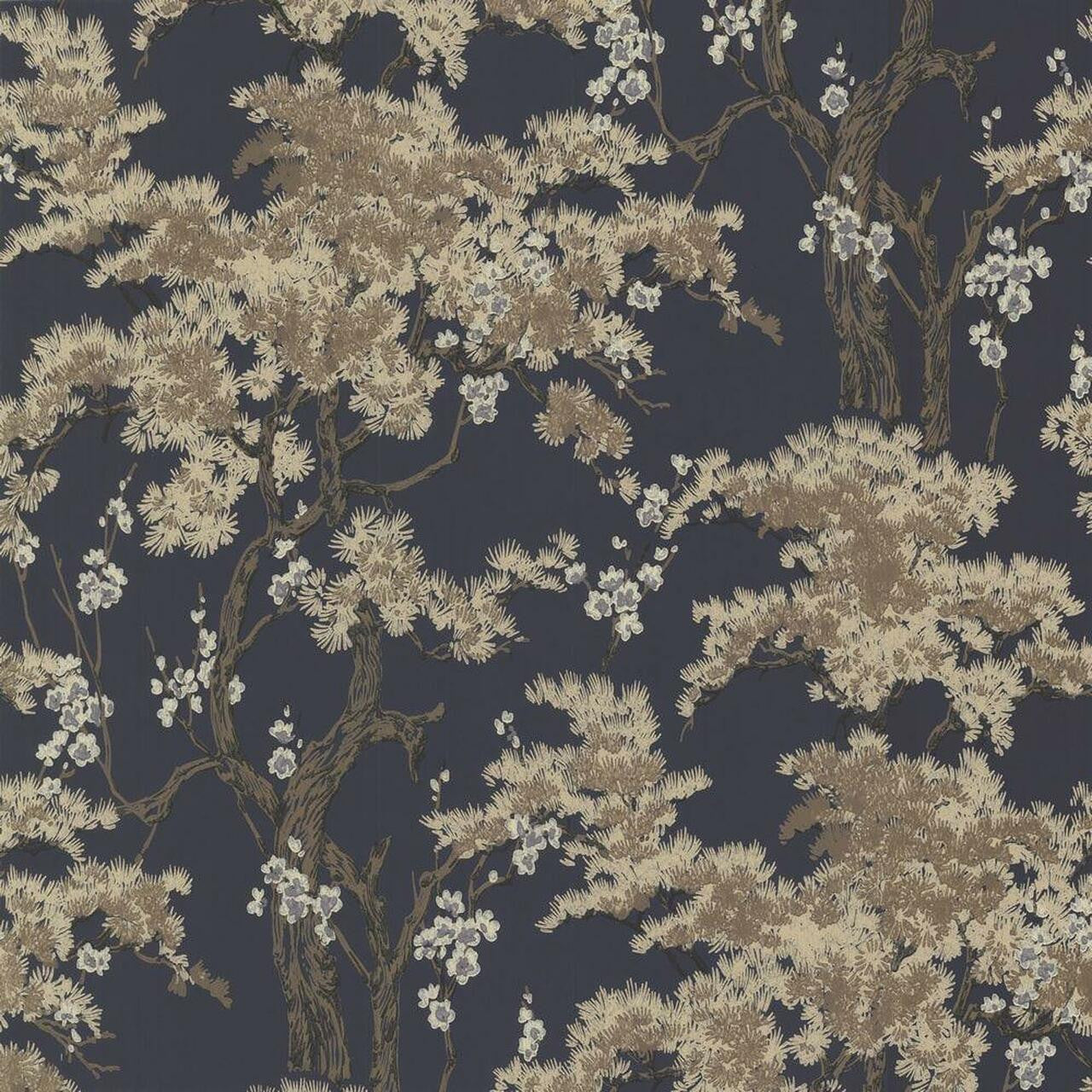 Harewood Navy Blue Luxury Chinoiserie Wallpaper - 1838 wallcoverings