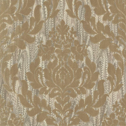 Faversham Natural Gold Luxury Flock Wallpaper - 1838 wallcoverings