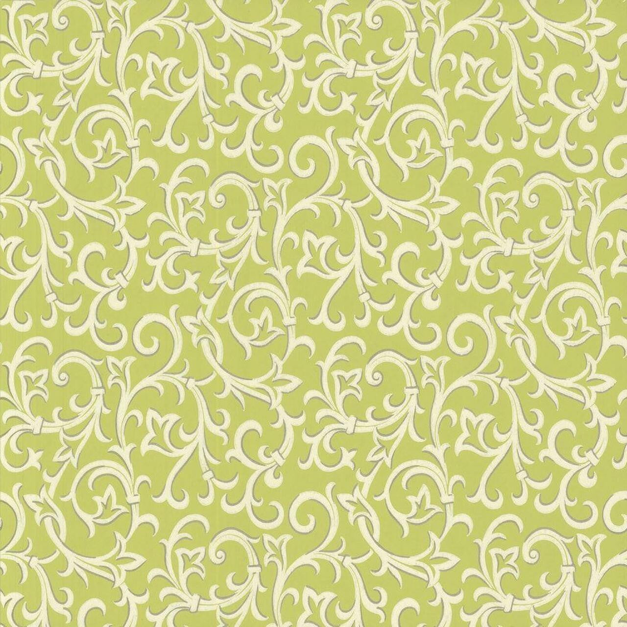 Brodsworth Lime Green Luxury Patterned Wallpaper - 1838 wallcoverings