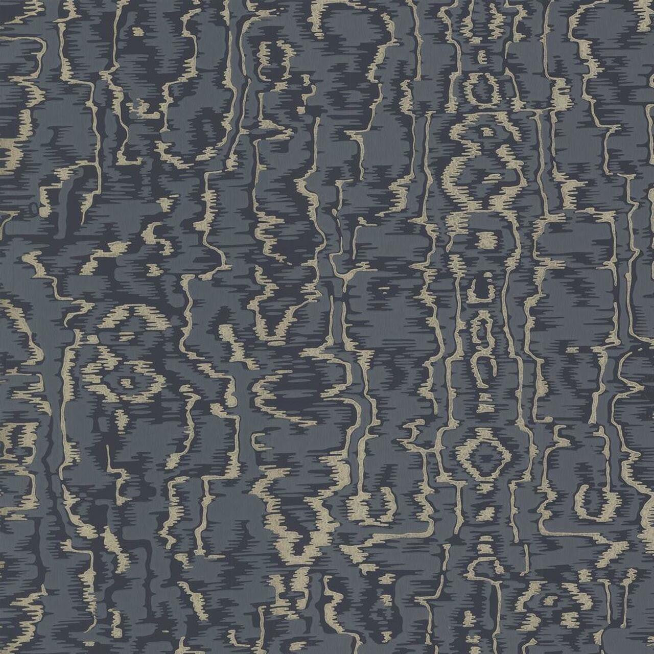 Avington Navy Blue Luxury Moire Wallpaper - 1838 wallcoverings