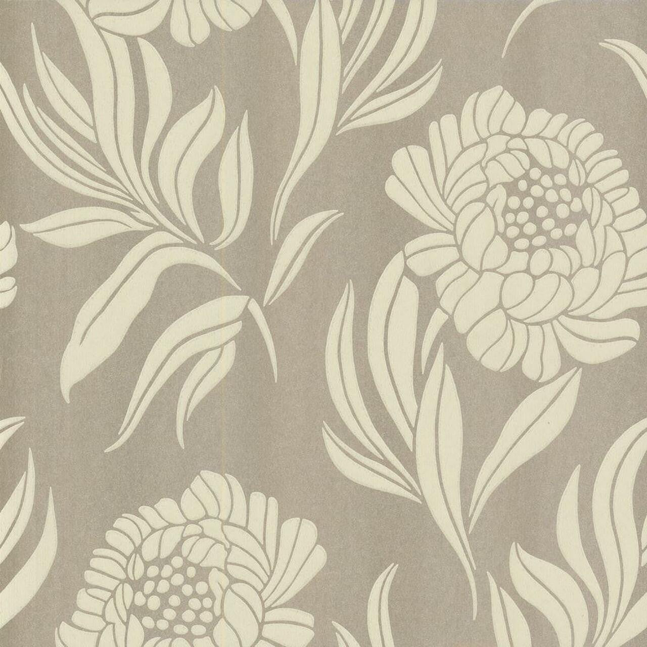 Chatsworth Taupe Metallic Luxury Floral Wallpaper - 1838 wallcoverings