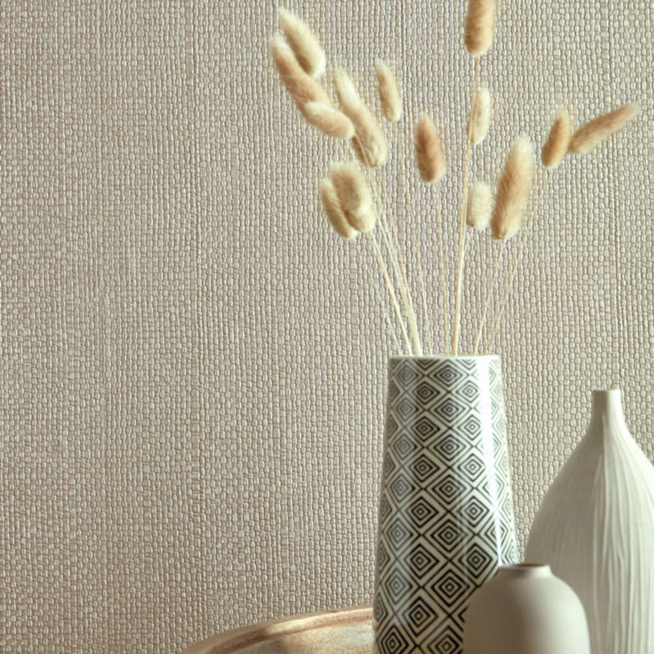 Serena Barley Neutral Luxury Textured Wallpaper - 1838 wallcoverings