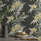 Aurora Jet Black Luxury Floral Wallpaper - 1838 wallcoverings