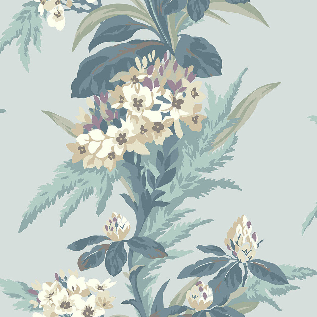 Aurora Seafoam Green Luxury Floral Wallpaper - 1838 wallcoverings