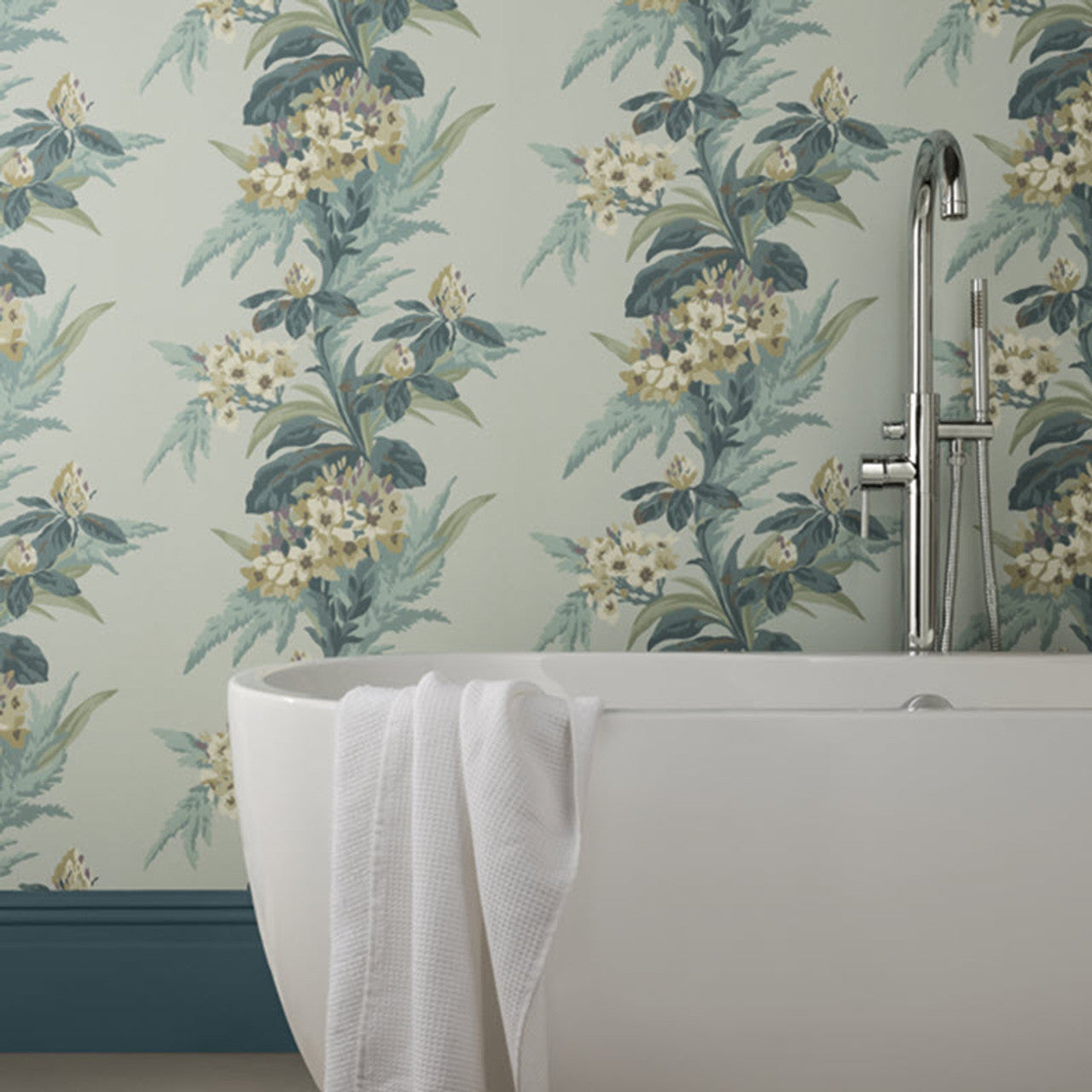 Aurora Seafoam Green Luxury Floral Wallpaper - 1838 wallcoverings