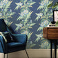 Aurora Lagoon Blue Luxury Floral Wallpaper - 1838 wallcoverings