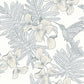 Hummingbird Mist Grey Luxury Floral Wallpaper - 1838 wallcoverings