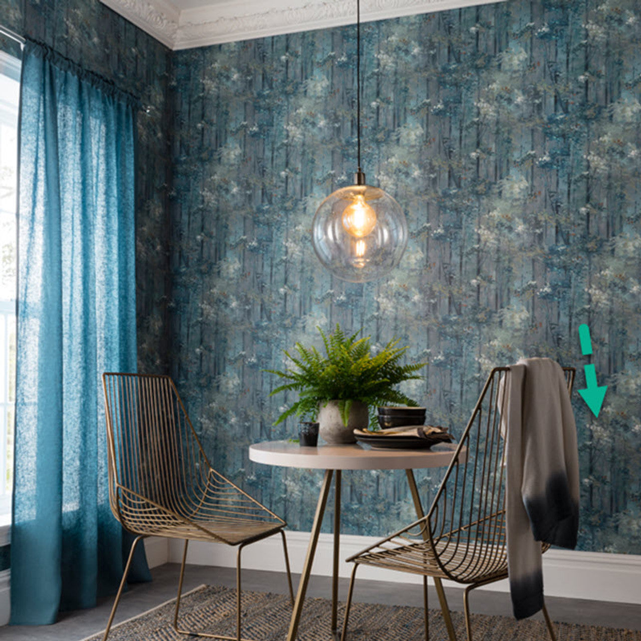 Glade Lagoon Blue Luxury Tree Wallpaper - 1838 wallcoverings