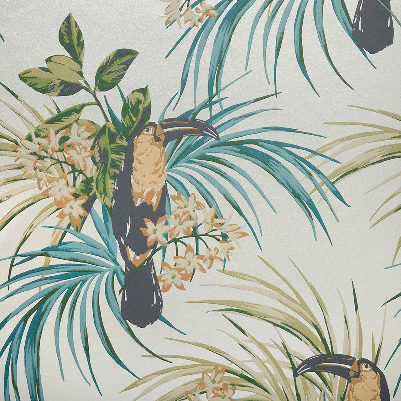 Le Toucan Emerald Green Luxury Bird Wallpaper - 1838 wallcoverings