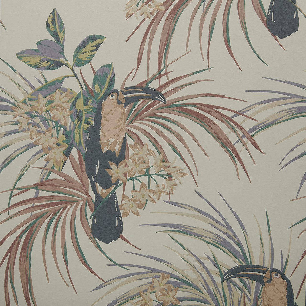 Le Toucan Amber Glow Orange Luxury Bird Wallpaper - 1838 wallcoverings