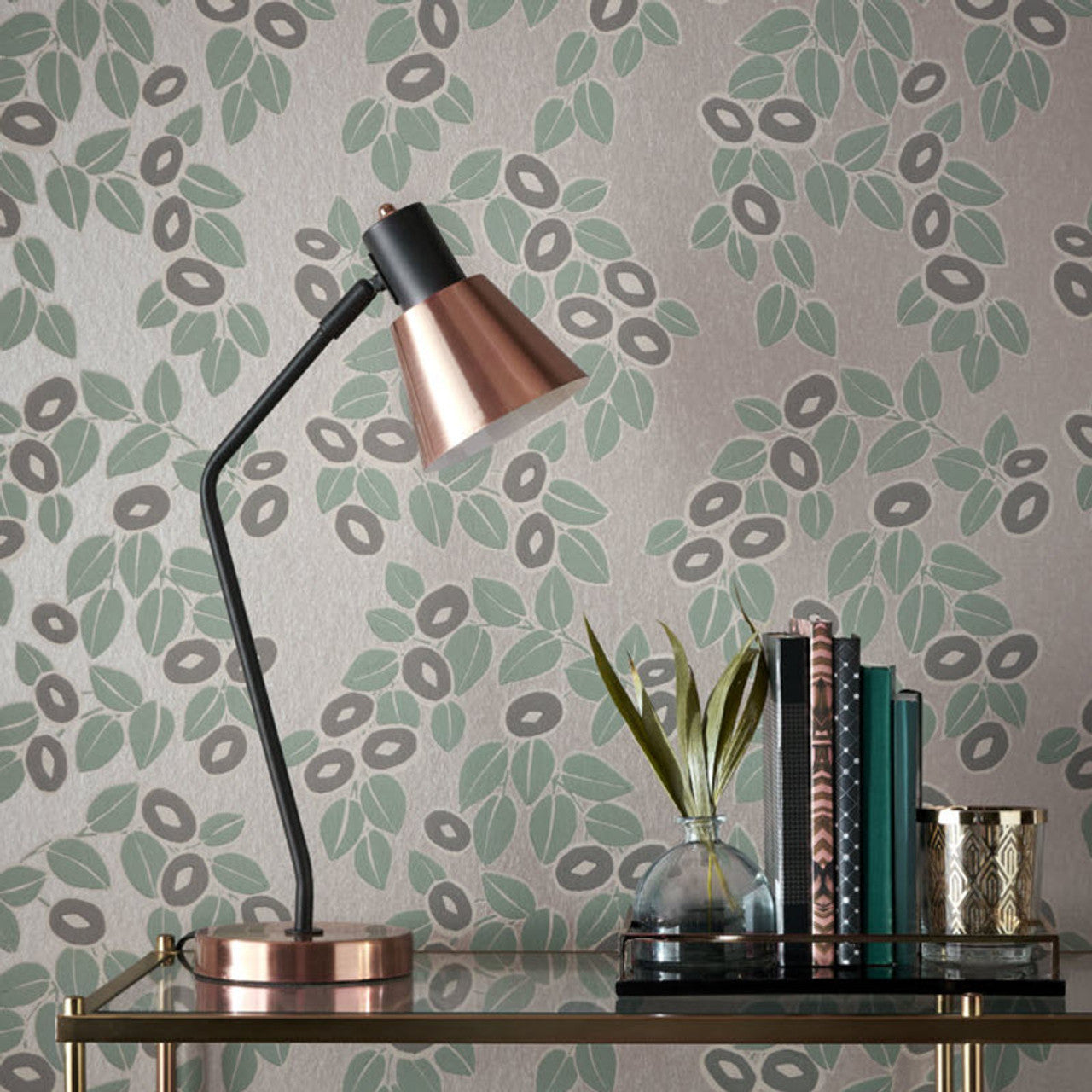 Rosetta Neo Mint Green Luxury Leaf Wallpaper - 1838 wallcoverings