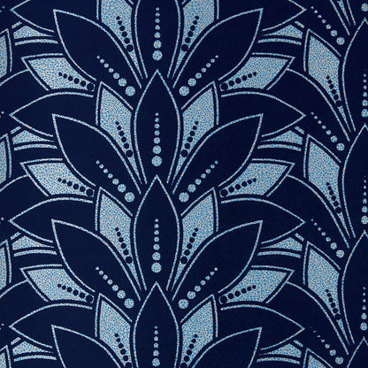 Astoria Midnight Blue Luxury Flock Wallpaper - 1838 wallcoverings