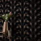 Astoria Jet Black Luxury Flock Wallpaper - 1838 wallcoverings