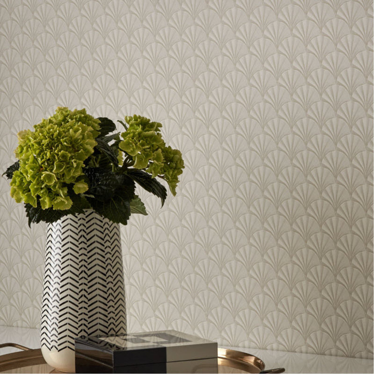 Elodie Ivory Cream Luxury Art Deco Wallpaper - 1838 wallcoverings