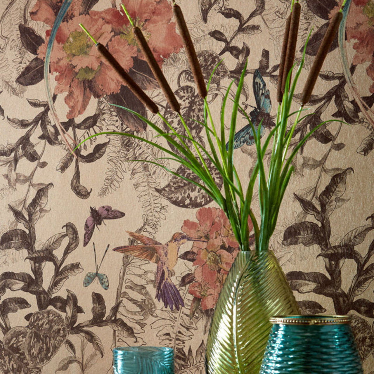 Hedgerow Copper Luxury Feature Wallpaper - 1838 wallcoverings