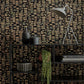 Fusion Bracken Black Luxury Flock Wallpaper - 1838 wallcoverings