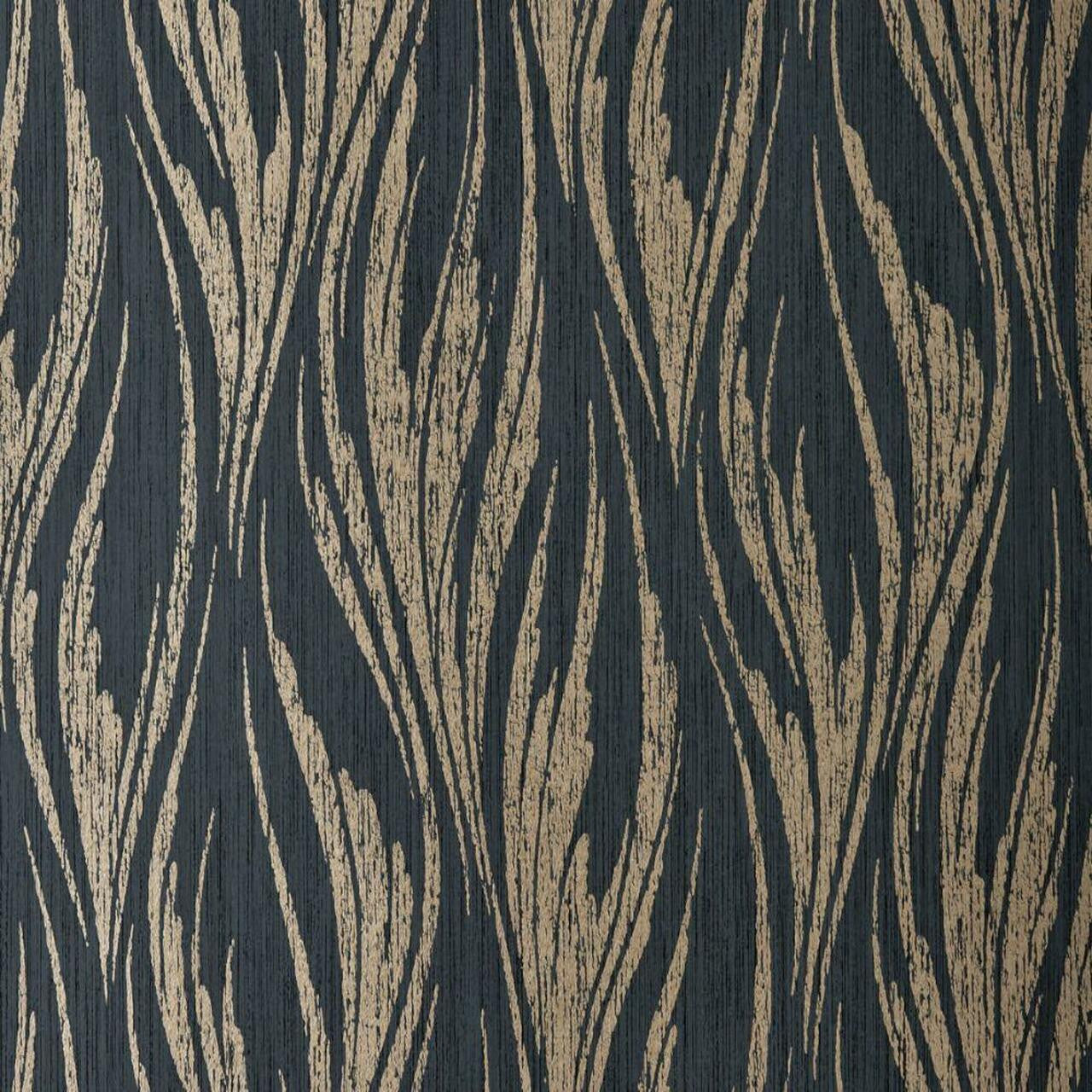 Ripple Bracken Gold and Black Luxury Feature Wallpaper - 1838 wallcoverings