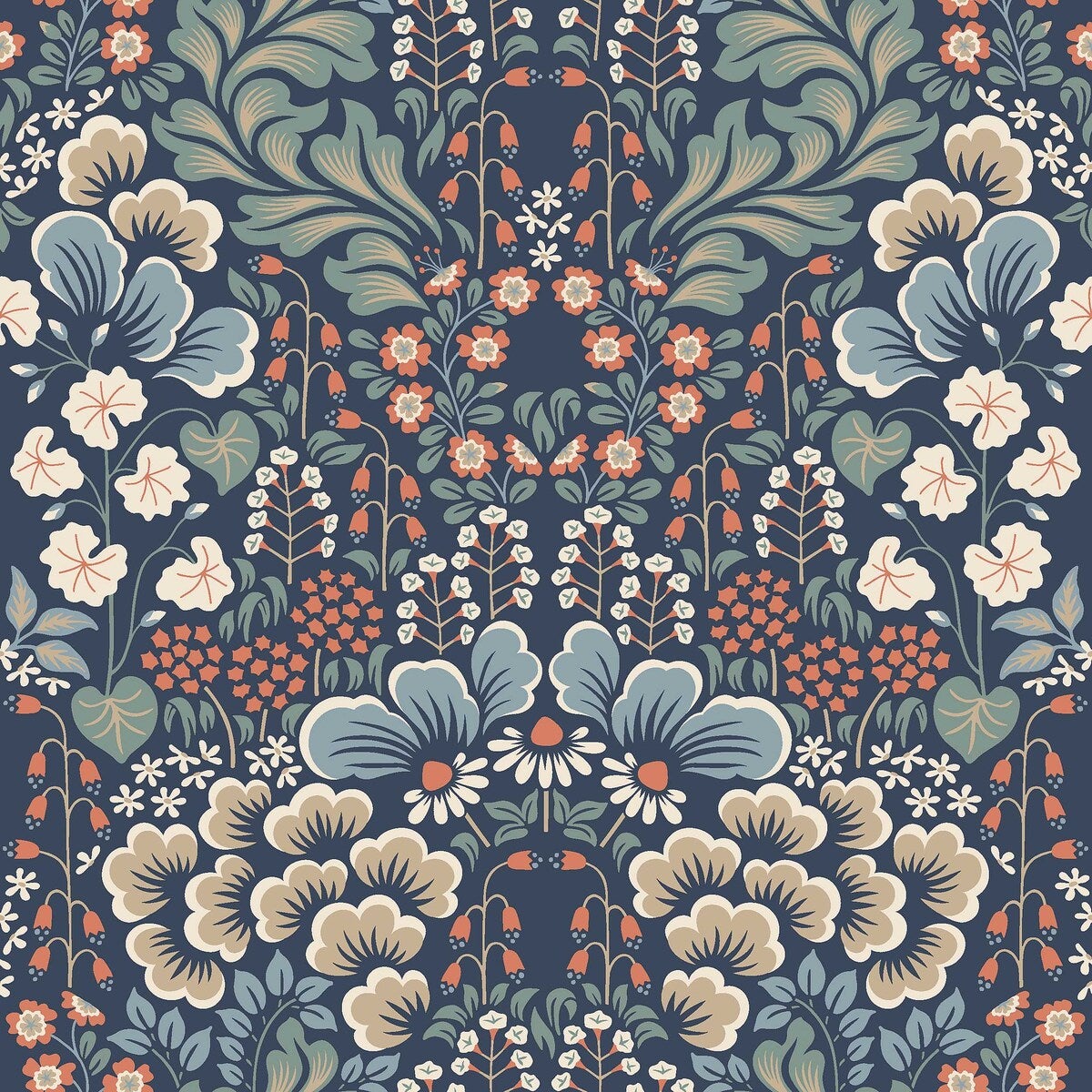 Hanna Werning Blomstervall Wallpaper - Blue - Borastapeter