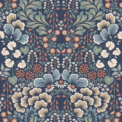 Hanna Werning Blomstervall Wallpaper - Blue - Borastapeter