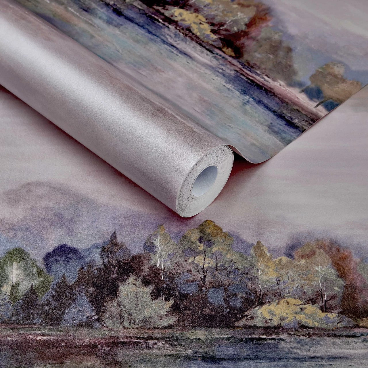 Lakeside Sunset Pink Luxury Landscape Wallpaper - 1838 wallcoverings