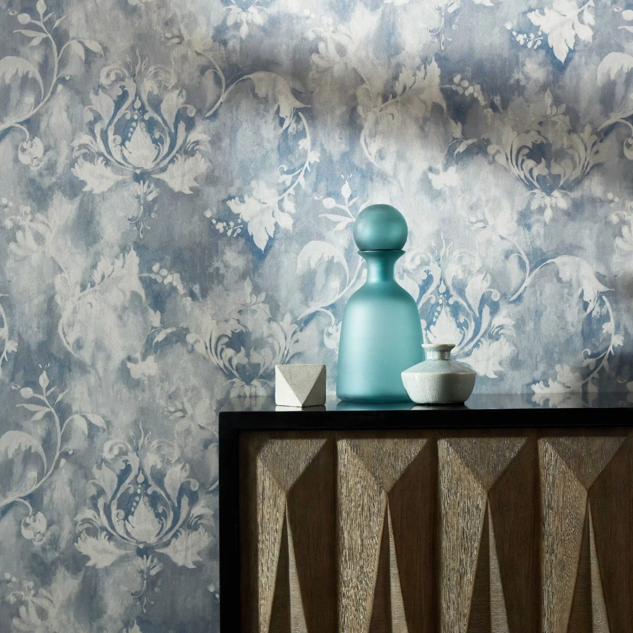 Ornamenta Pewter Grey Luxury Damask Wallpaper - 1838 wallcoverings