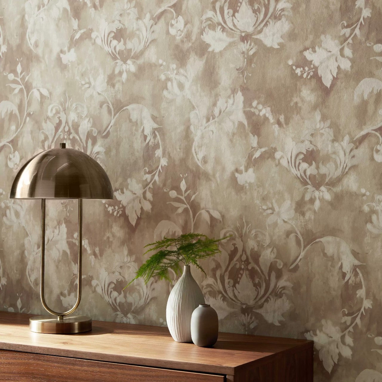 Ornamenta Sand Neutral Luxury Damask Wallpaper - 1838 wallcoverings