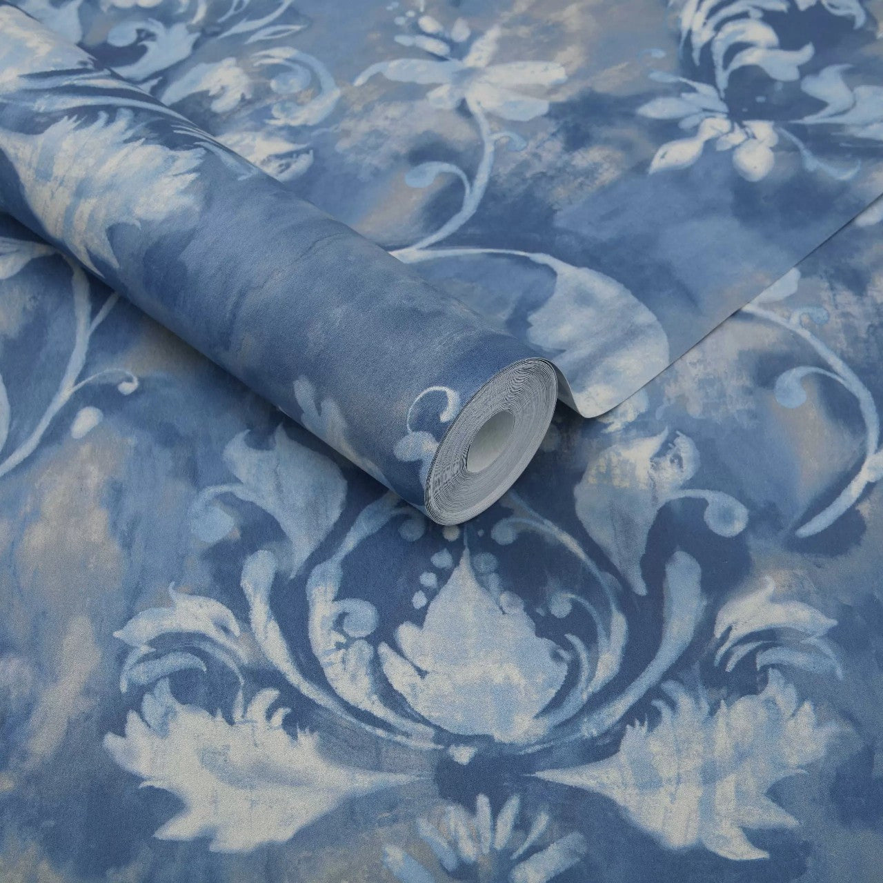 Ornamenta Indigo Blue Luxury Damask Wallpaper - 1838 wallcoverings