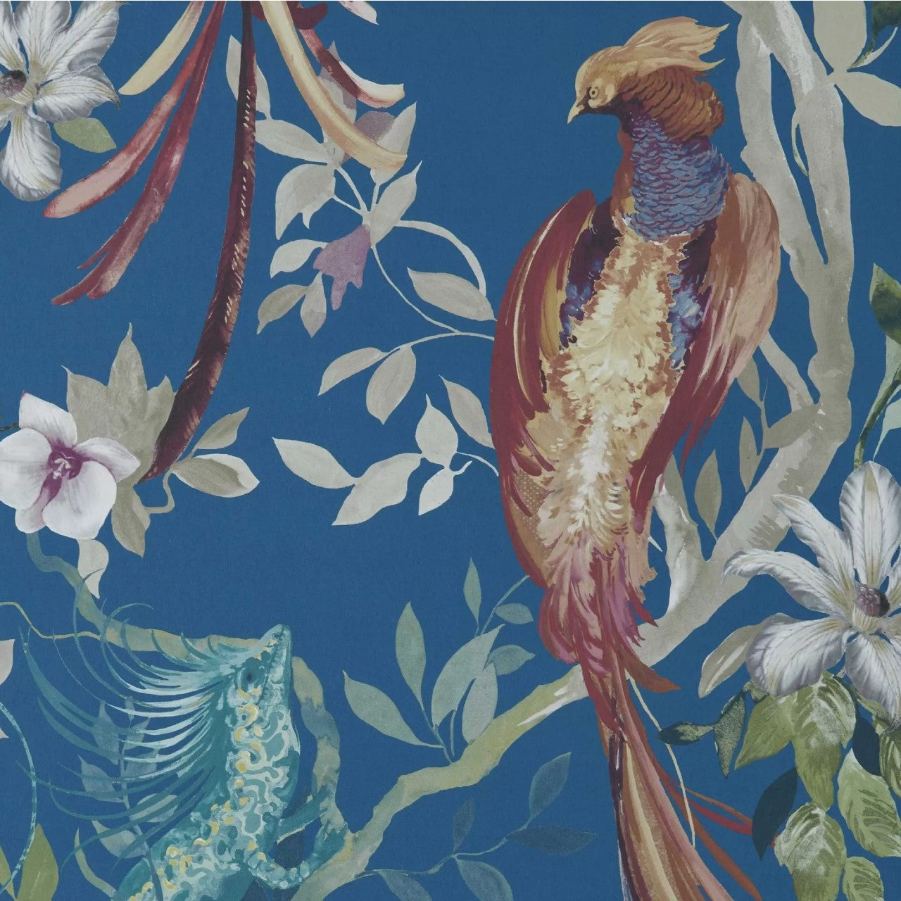 Bird Sonnet Royal Blue Luxury Bird Wallpaper - 1838 wallcoverings