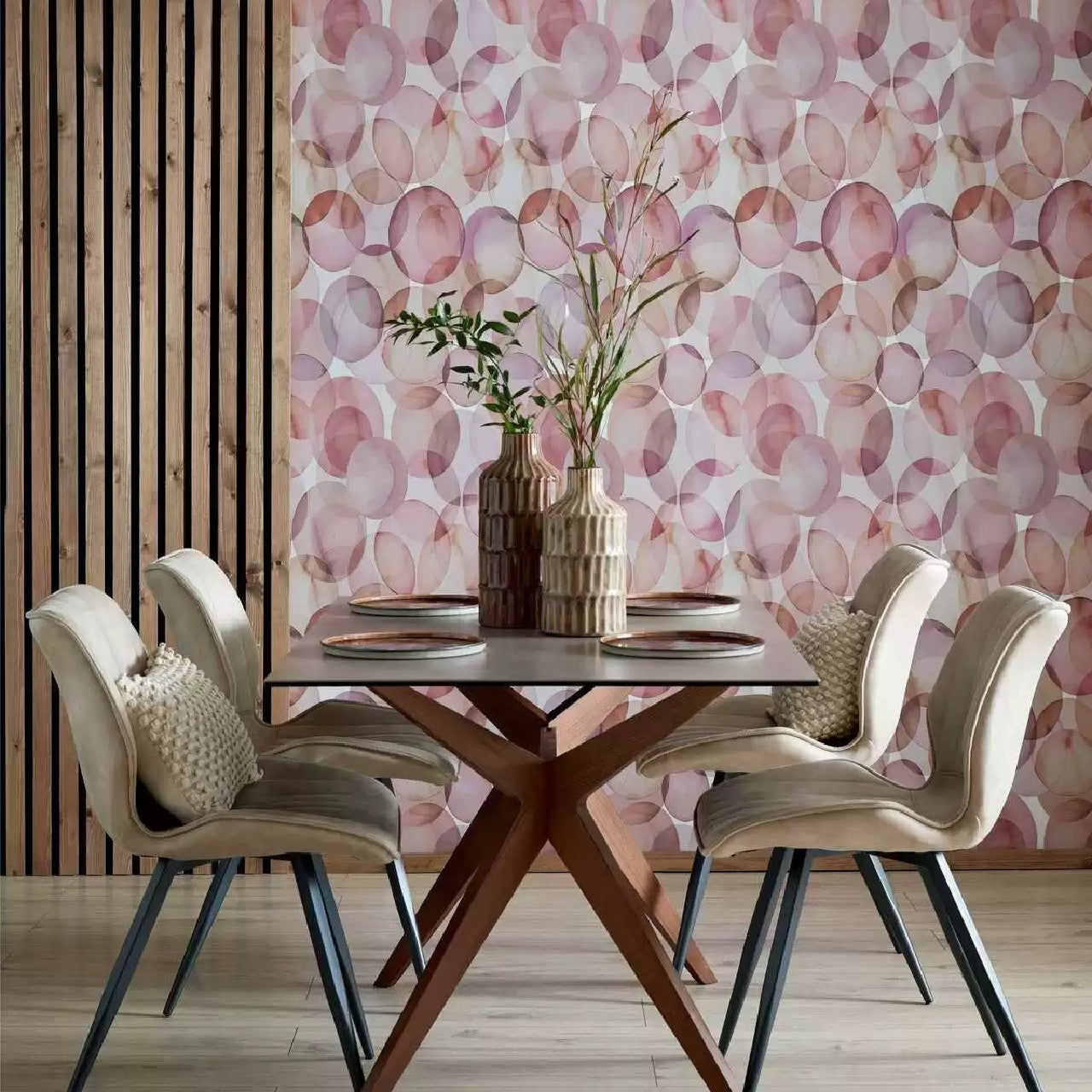 Honesty Shell Pink Luxury Geometric Wallpaper - 1838 wallcoverings