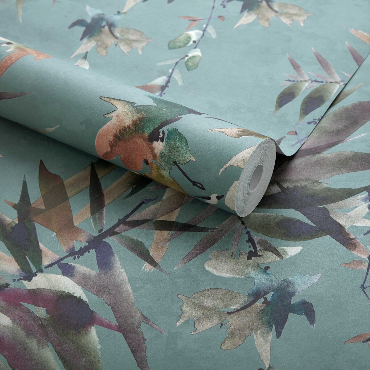 Essence Aquamarine Teal Luxury Floral Wallpaper - 1838 wallcoverings