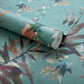 Essence Aquamarine Teal Luxury Floral Wallpaper - 1838 wallcoverings