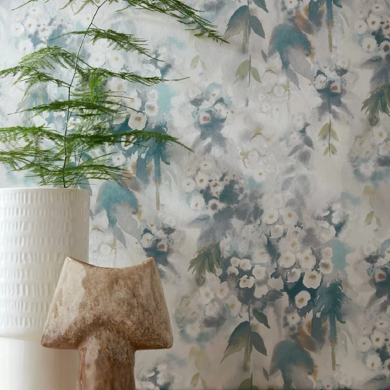 Cascade Opal Green Luxury Floral Wallpaper - 1838 wallcoverings