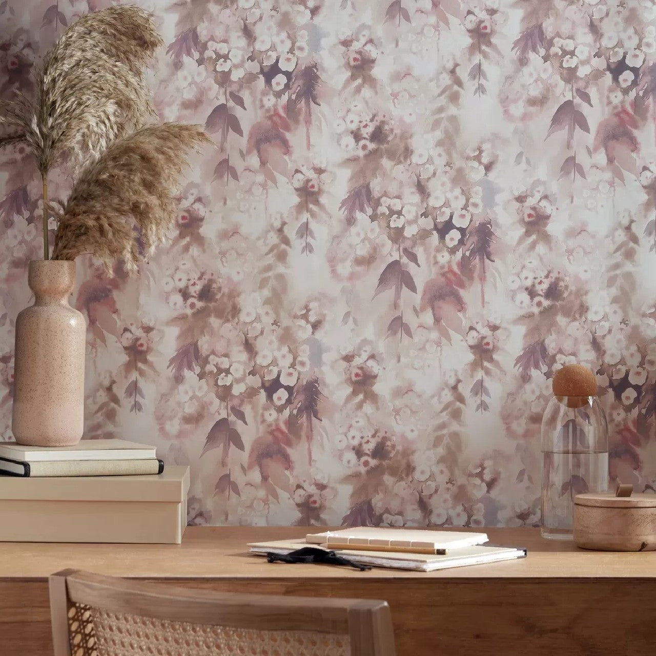 Cascade Warm Sand Pink Luxury Floral Wallpaper - 1838 wallcoverings