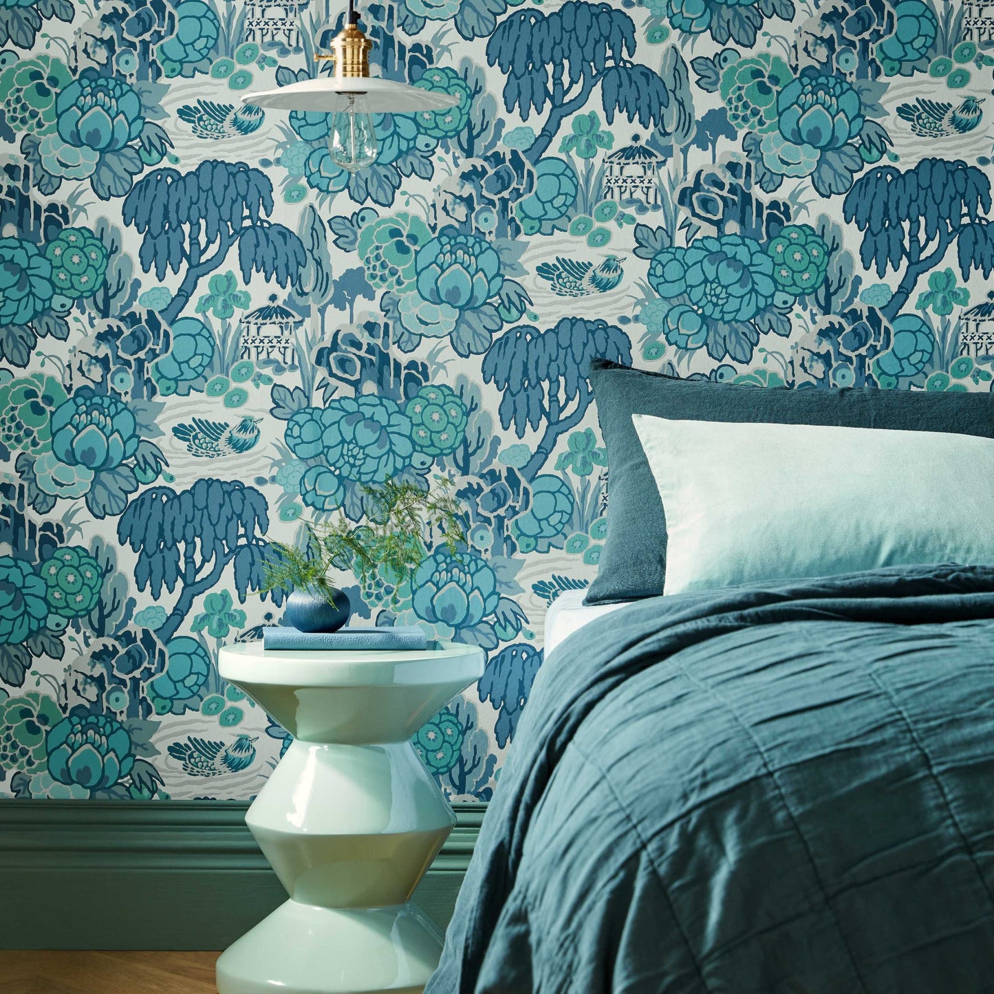 V&A Mandarin Garden - Mist Blue Wallpaper - 1838 wallcoverings